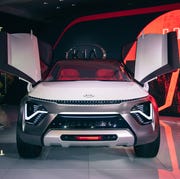 Land vehicle, Vehicle, Car, Auto show, Motor vehicle, Sport utility vehicle, Automotive design, Concept car, Mitsubishi, Mini SUV, 