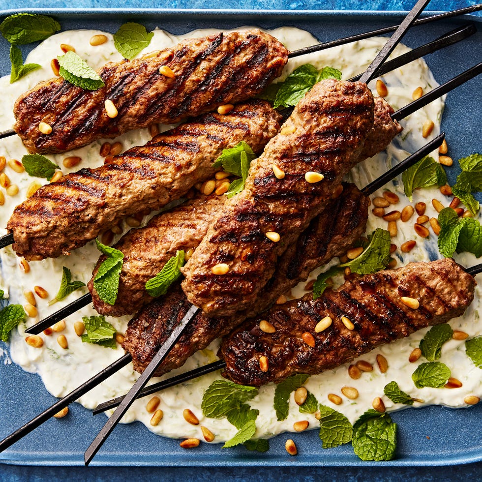 kibbeh spiced grilled lamb skewers