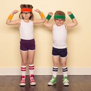 Arm, Muscle, Fun, Footwear, Costume, Child, Joint, Physical fitness, Leg, Room, 