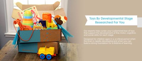 hoppi box full of fun multi colored toys for kids, good housekeeping pick for best subscription boxes for kids