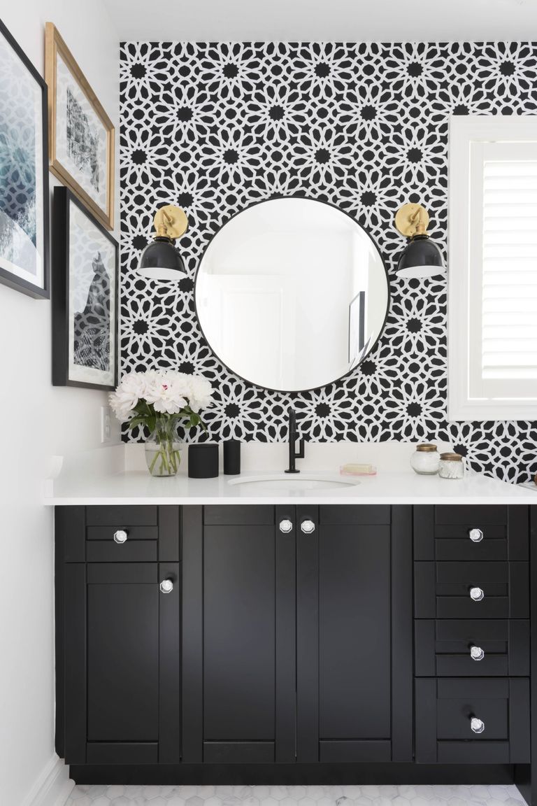 bathroom ideas black and white and red