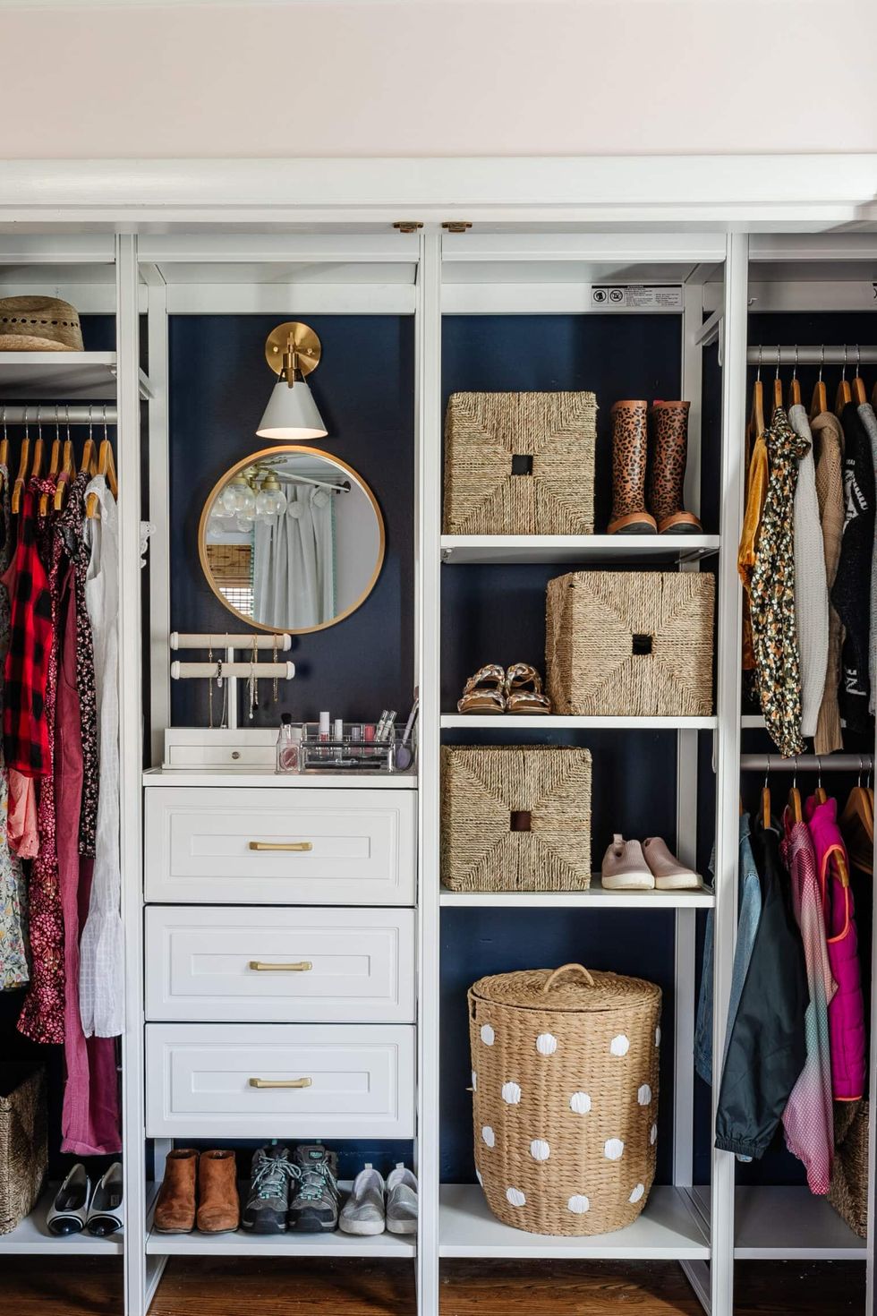 Children's closet with mirror and smart light