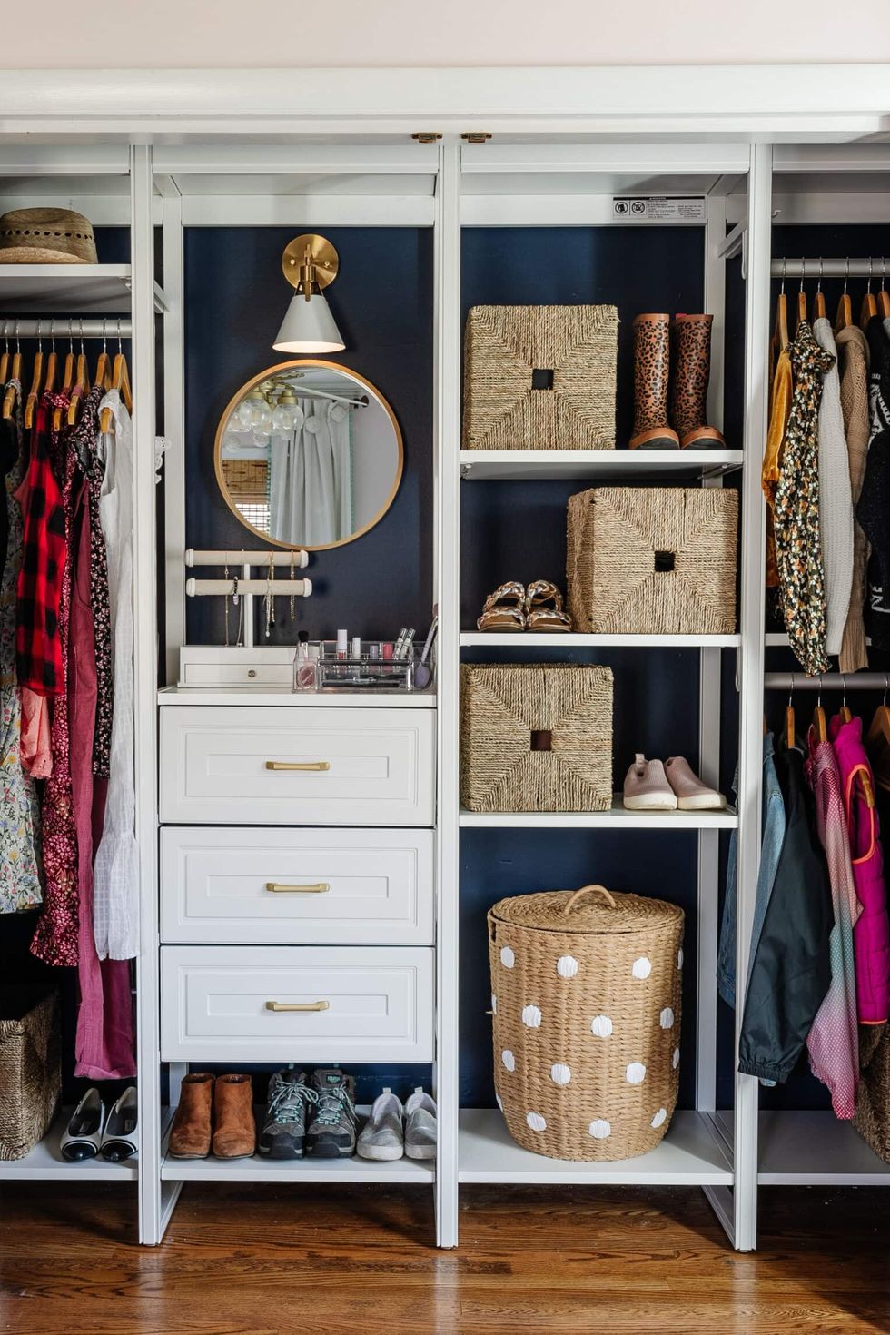 kids closet with mirror and smart light