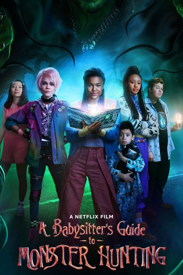 a team of teenagers rally around a glowing book with one scared child among them for the babysitters guide to monster hunting a good housekeeping pick for best halloween movies for kids