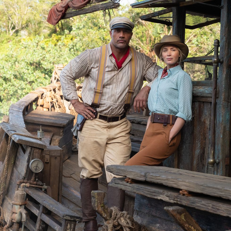 dwayne johnson as frank and emily blunt as lily in jungle cruise photo by frank masi © 2020 disney enterprises, inc all rights reserved