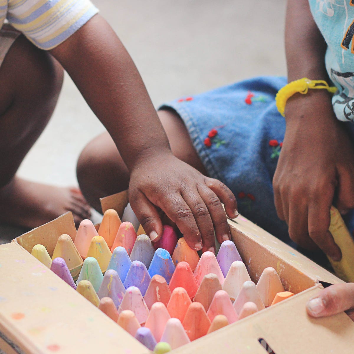 kids playing with chalk