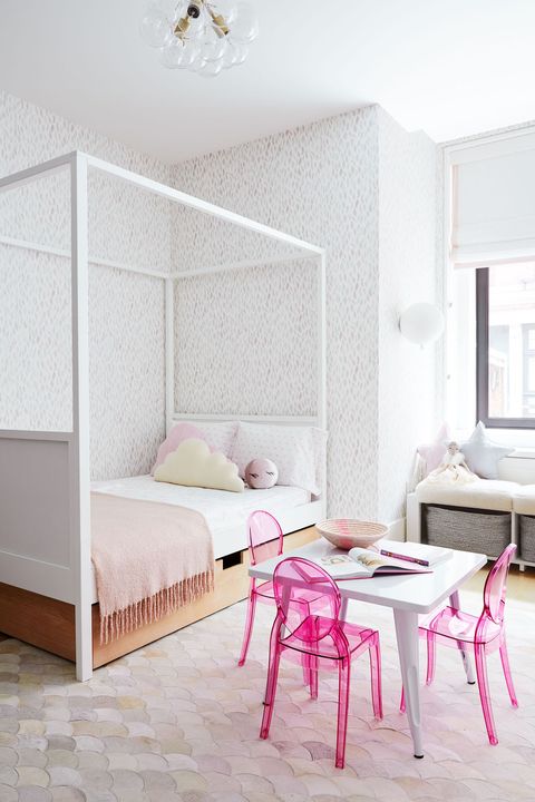 kids room with pink kids chairs