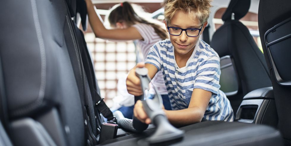 household chores your kids can help with including vacuuming the inside of the car