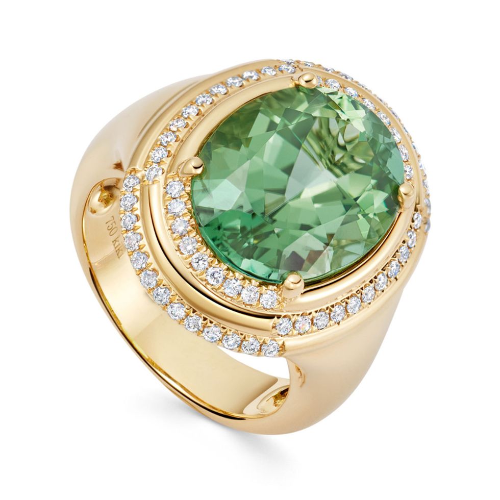 a green and gold ring