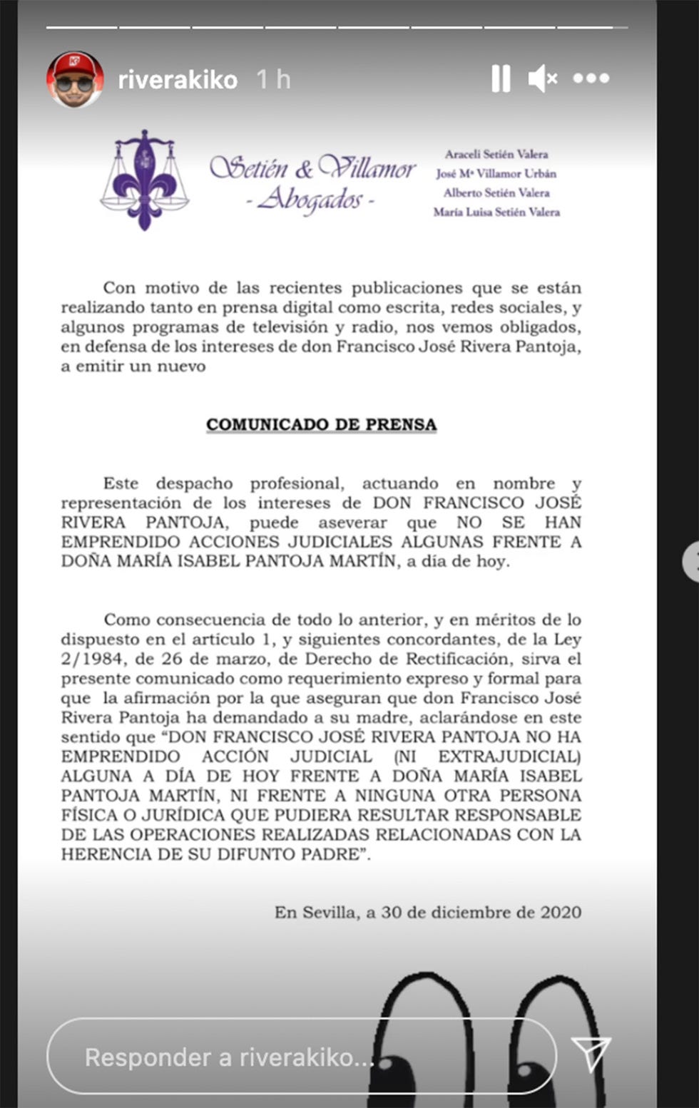 el comunicado con el que kiko rivera desmiente haber denunciado a isabel pantoja