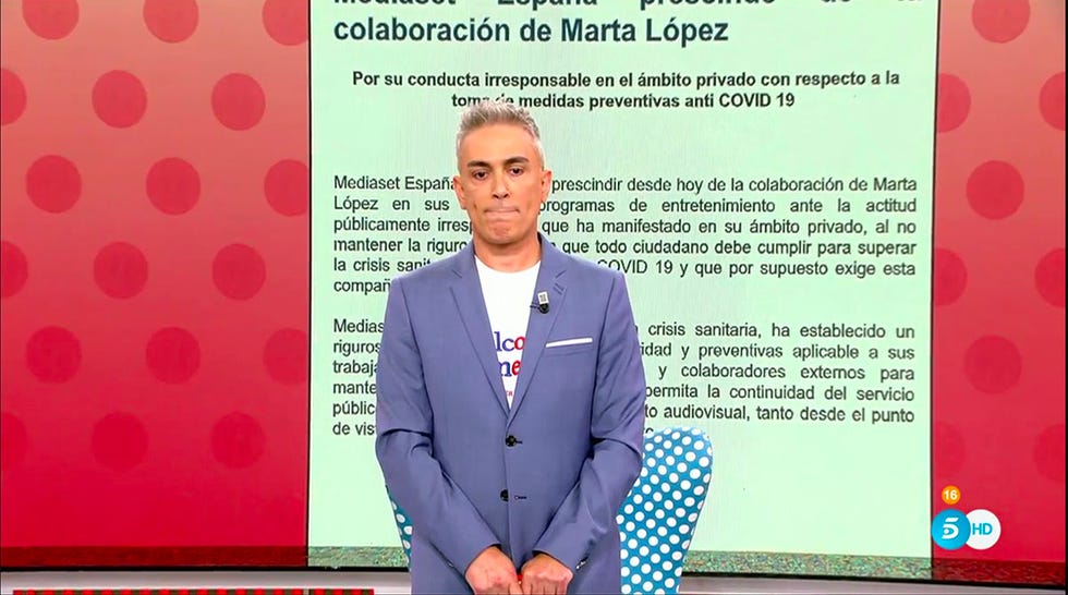 kiko hernández comunica el despedido fulminante de marta lópez de mediaset