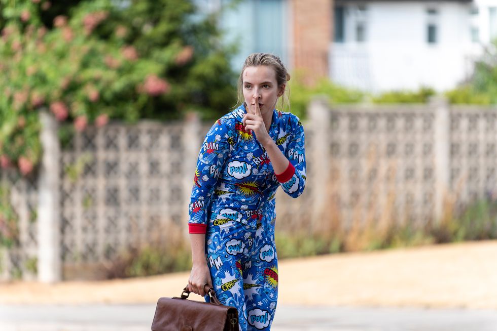 Villanelle (Jodie Comer) wears the infamous pajamas in Killing Eve