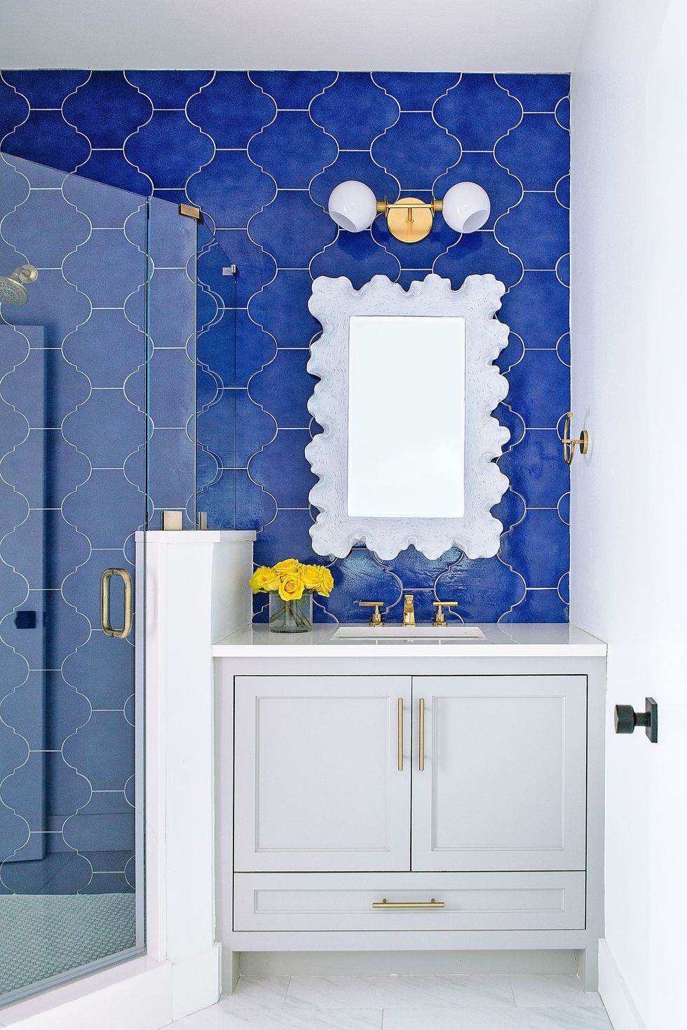 Beautiful Navy Blue Bathroom: A Coastal Powder Room Makeover You