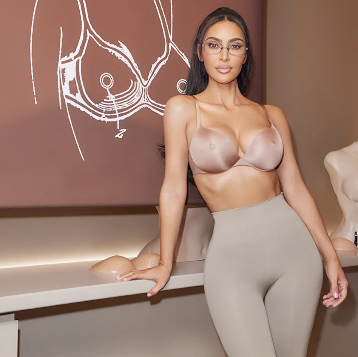 Kim Kardashian's Hot Pink Lingerie Featured a Two-in-One Midriff