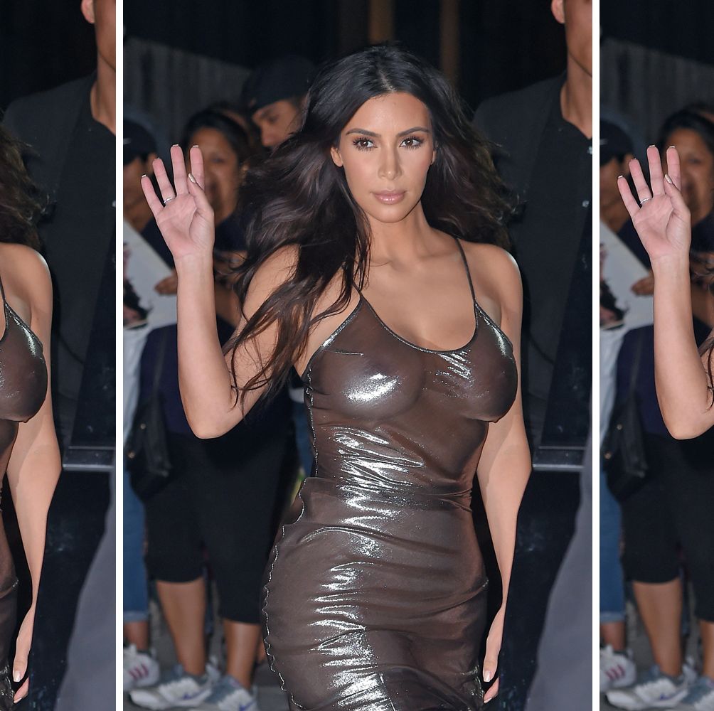 Kim Kardashian shows off boobs in sheer top as she steps out in