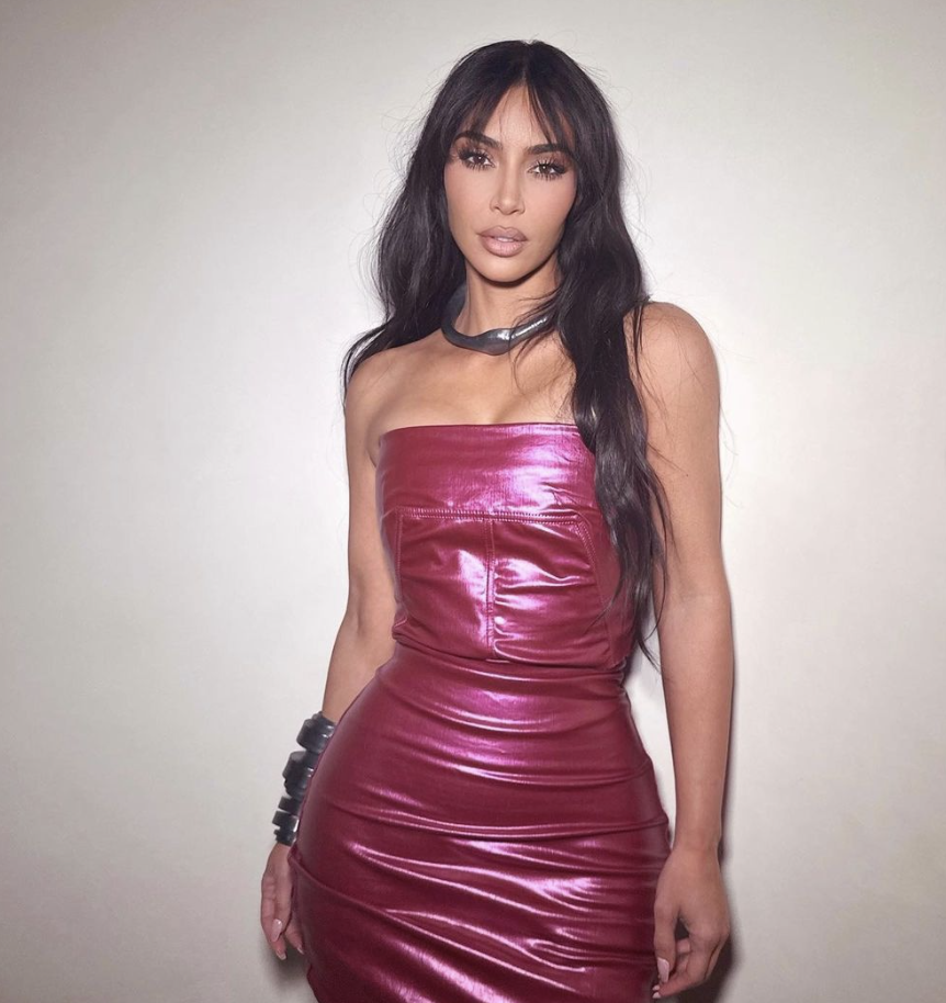 Kim Kardashian wears the #SKIMS Fits Everybody Tube Dress in Neon Pin