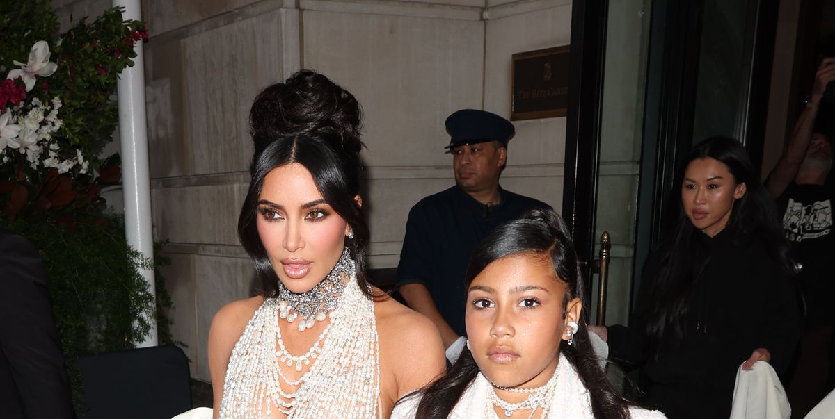 Kim Kardashian Wears Pearl Dress With North West At Met Gala 2023