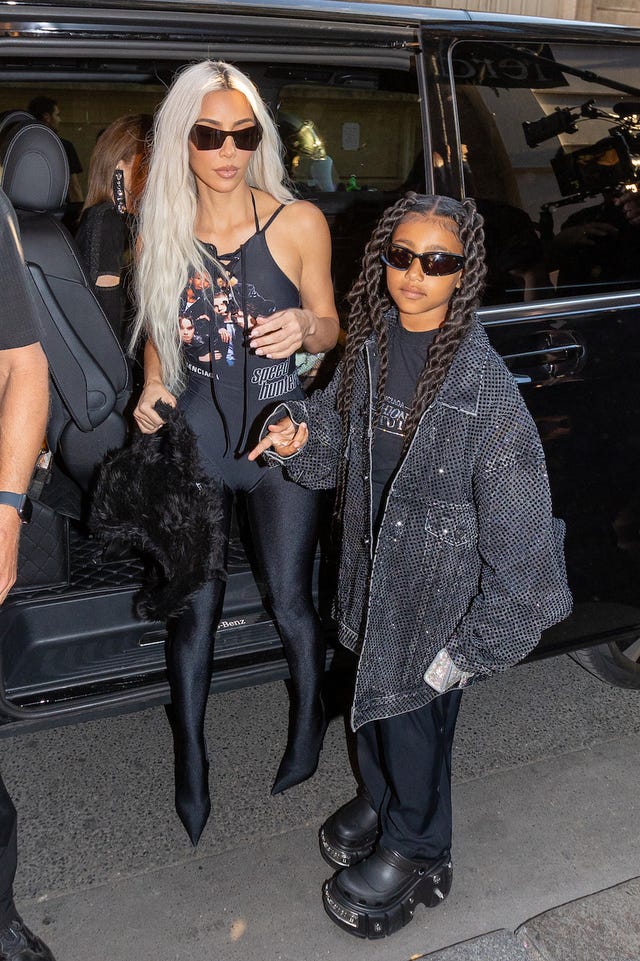 Kim Kardashian and North West twin in head-to-toe leather looks