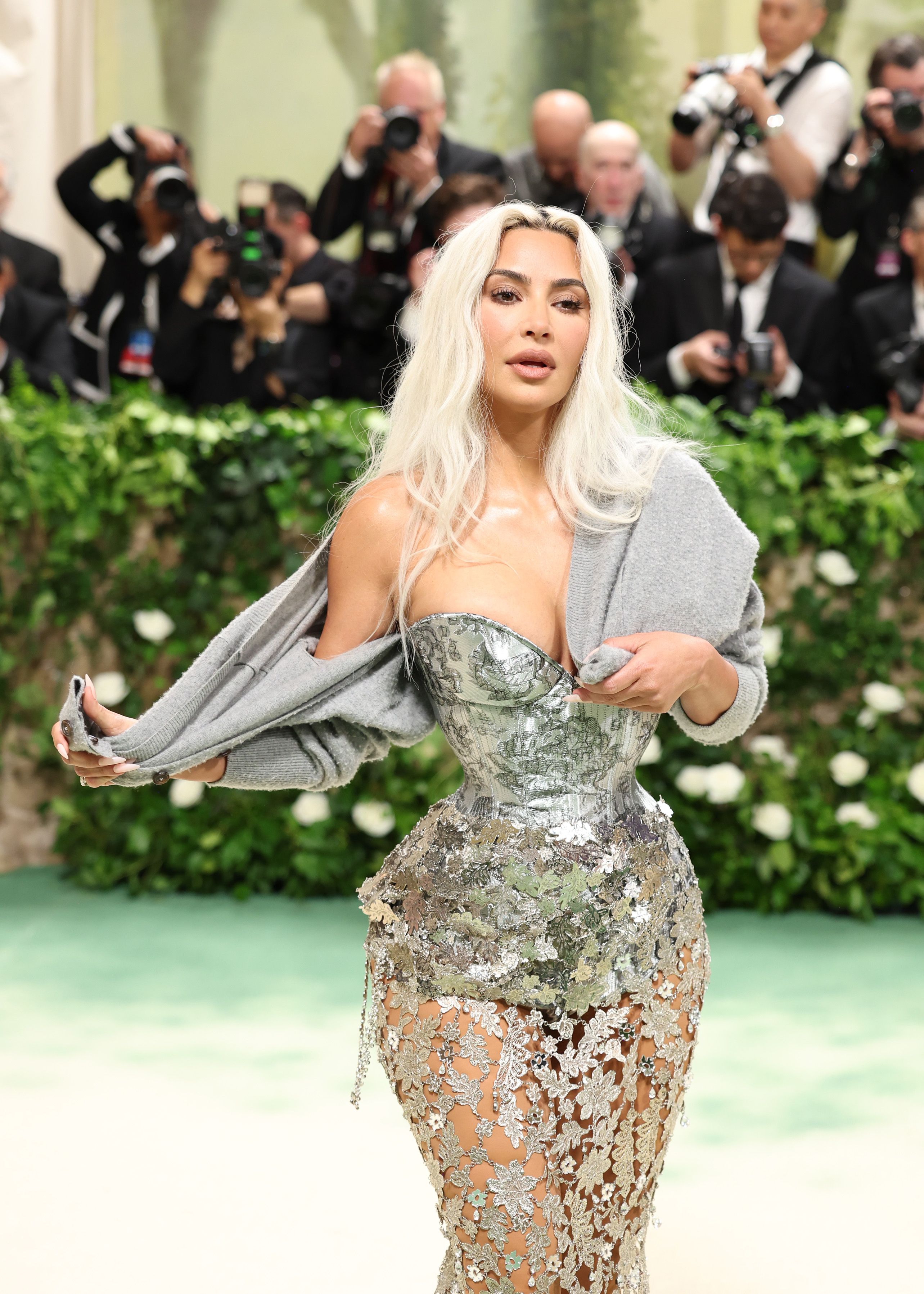 Kim Kardashian shares the reason behind her grey cardigan at the 2024 Met Gala