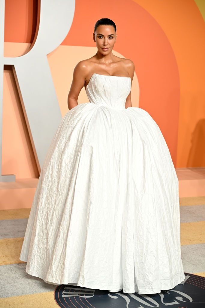 Kim Kardashian Opts for Bridal White at the 2025 Oscars After-Party