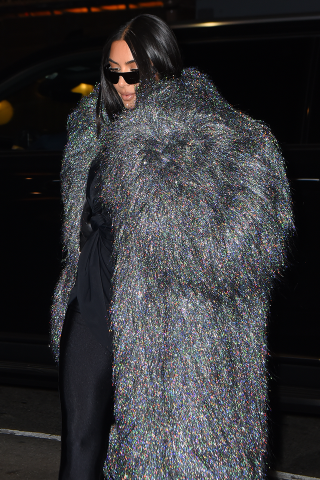 Kim Kardashian's tinsel coat is perfect for party season