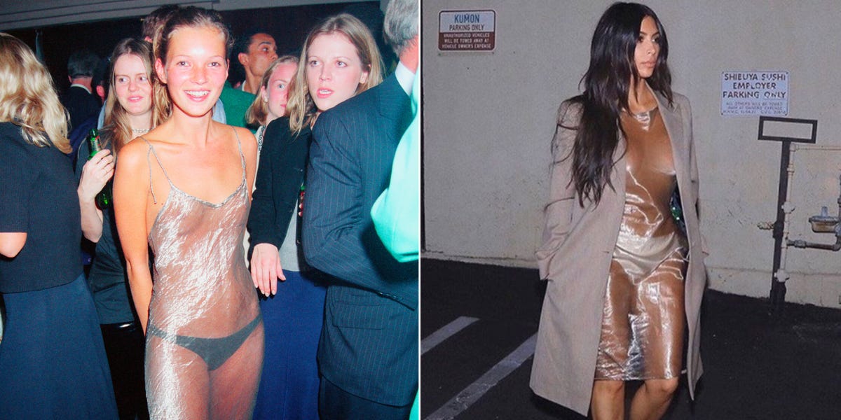 Kim Kardashian copies Kate Moss' naked slip dress – Kim Kardashian