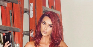 kim kardashian wears red latex