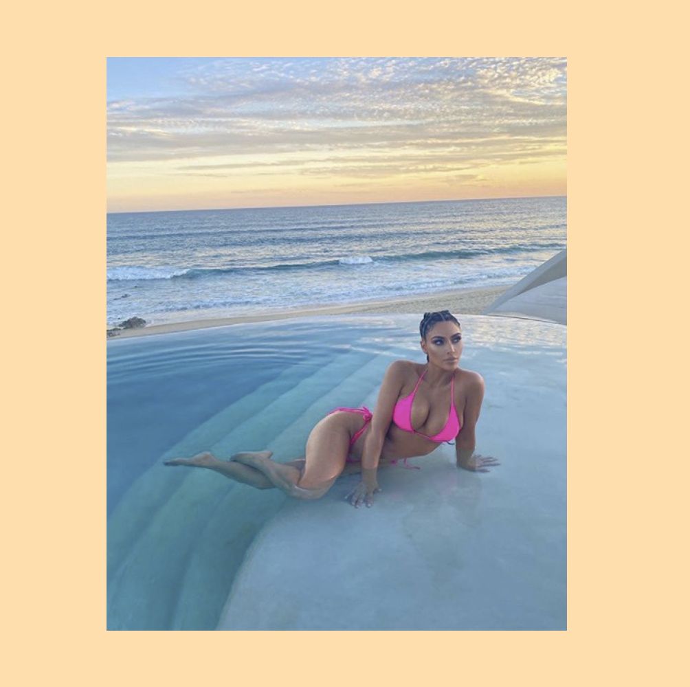 kim kardashian mexico beach bikini hair