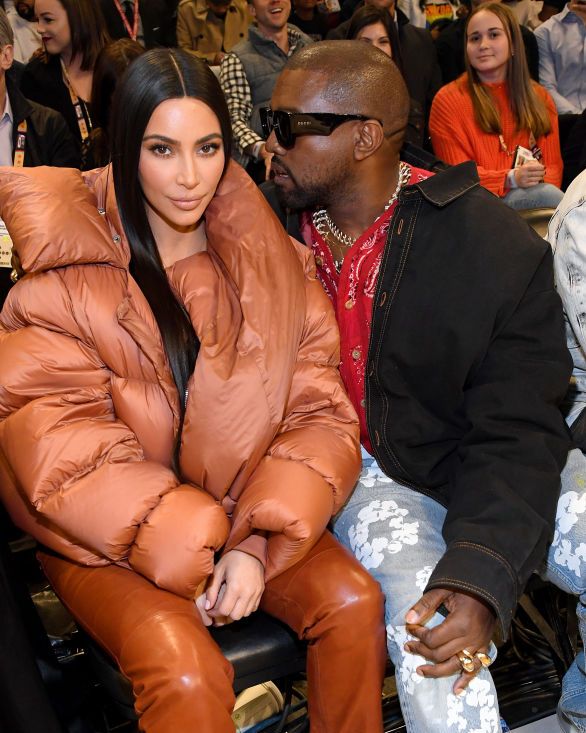Kim Kardashian West Wears a Puffer Coat at the NBA All-Star Game