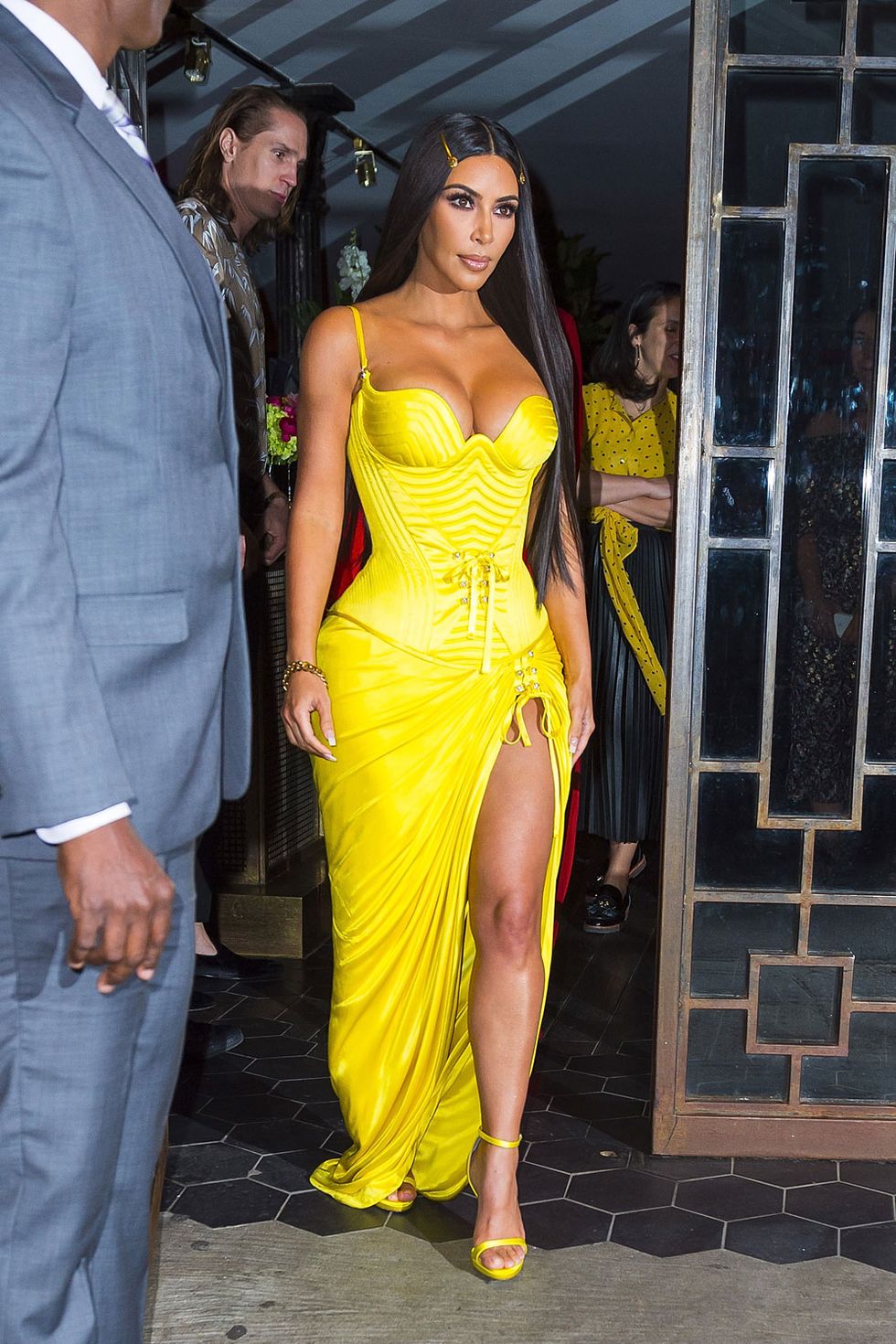 Kim Kardashian Yellow Versace Dress