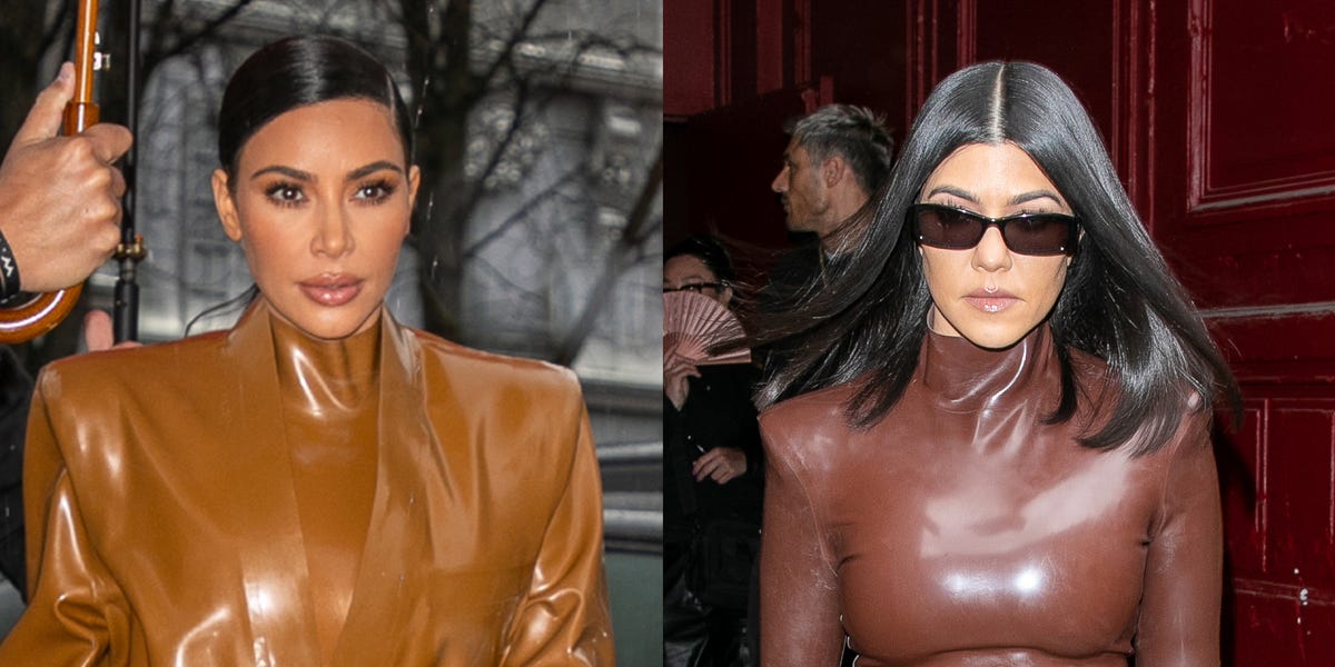 Kim Kardashian & Kourtney Kardashian Twin in Tight Latex in Paris