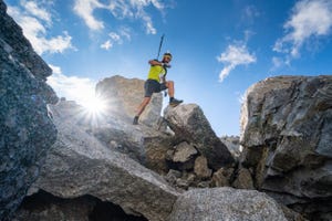 a man rock climbing