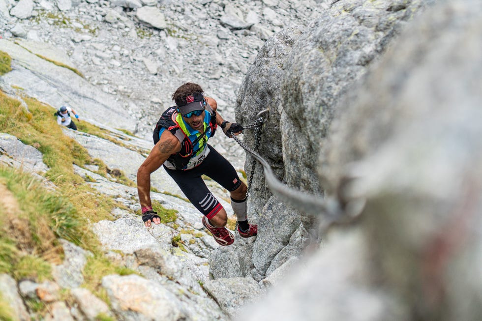 a man rock climbing