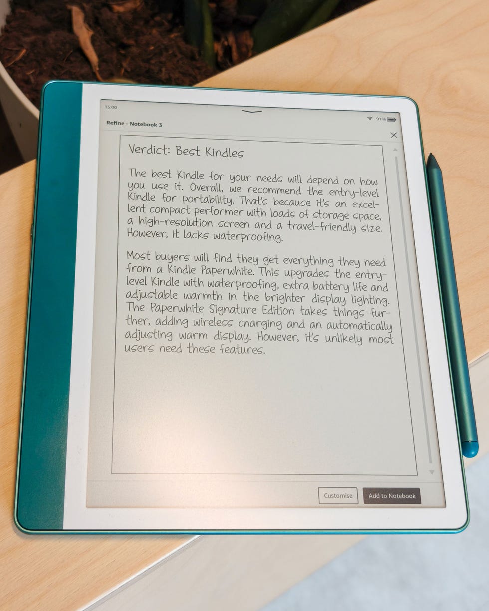 handwriting refinement on the amazon kindle scribe 2024