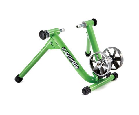 Bicycle trainer, Exercise machine, Exercise equipment, Bicycle accessory, Green, Wheel, Vehicle, Sports equipment, Stationary bicycle, Automotive wheel system, 
