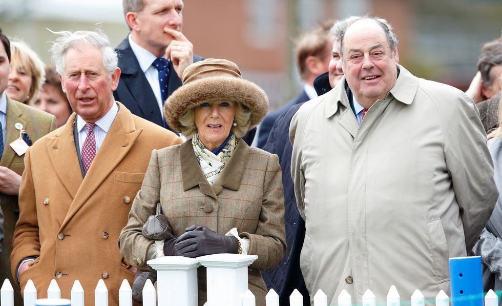 king charles, queen camilla and sir nicholas soames watch the campaign for wool lamb national sheep race as they attend the princes countryside fund raceday at ascot racecourse in 2015