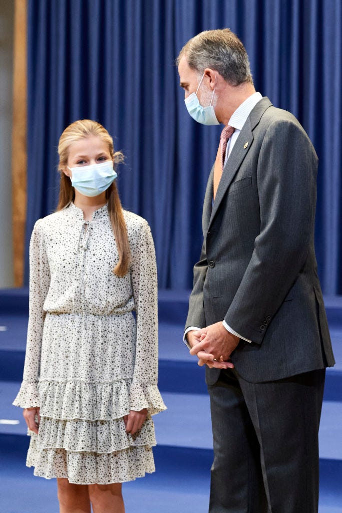 princesa leonor y rey felipe en los princesa de asturias 2020