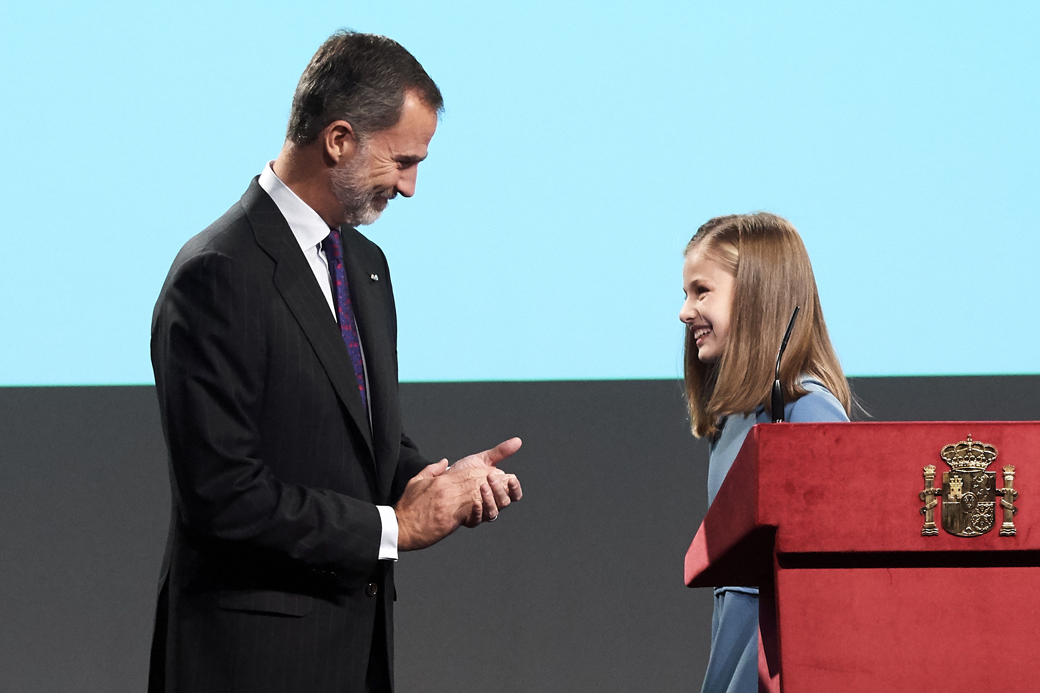 King Felipe VI of Spain, Queen Letizia of Spain, Princess Sofia and  Princess Leonor at the Congress during the Kings first speech to make his  proclamation as King of Spain to the