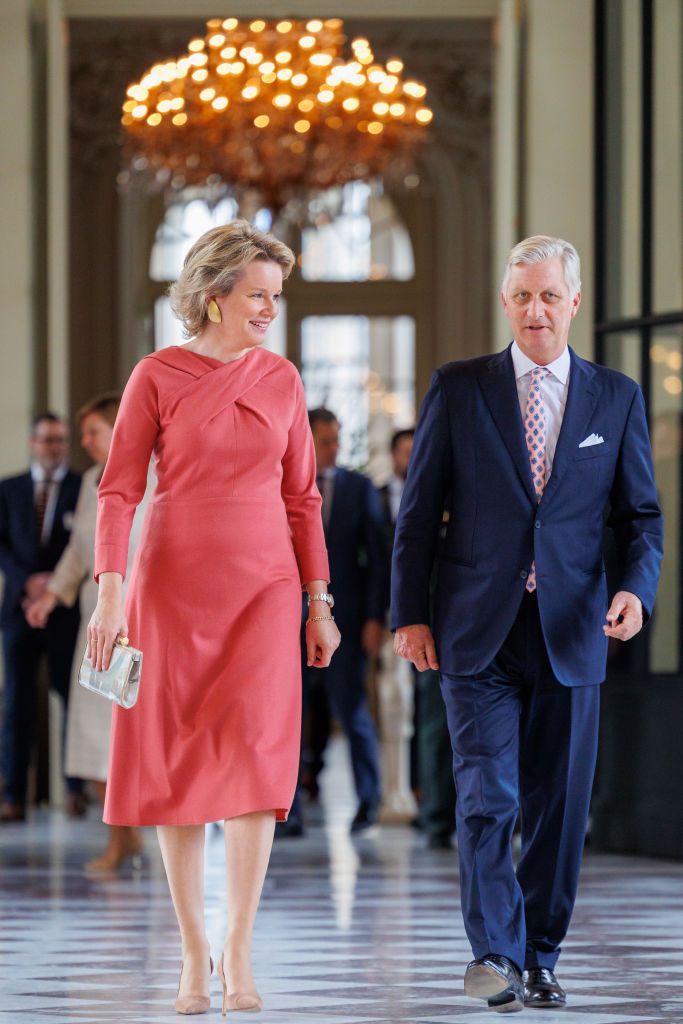 king philippe of belgium and queen mathilde receive belgian distinguished top athletes at the castle of laeken