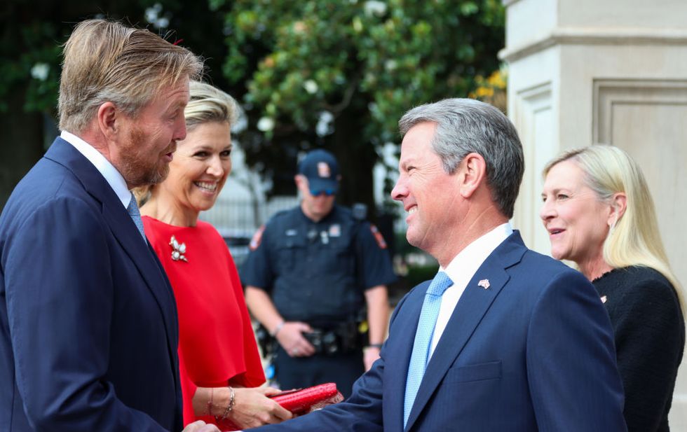 georgia governor brian kemp and georgia first lady marty kemp welcome king willem alexander and queen maxima of the netherlands