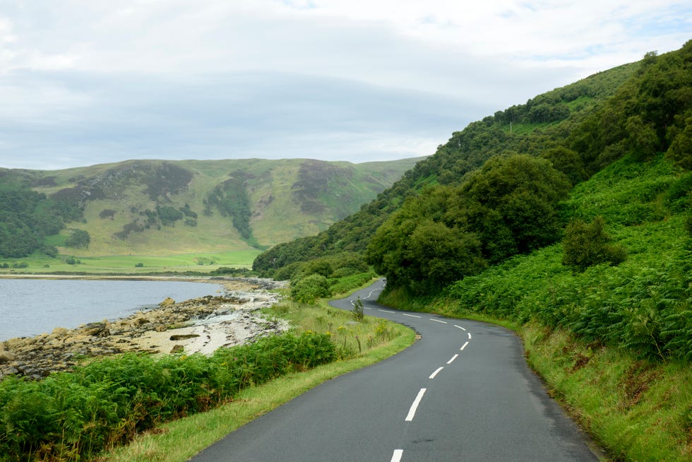 road near dougarie, kintyre peninsula, isle of arran, scotland