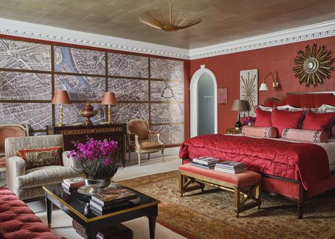 kips bay dallas 2021, red bedroom