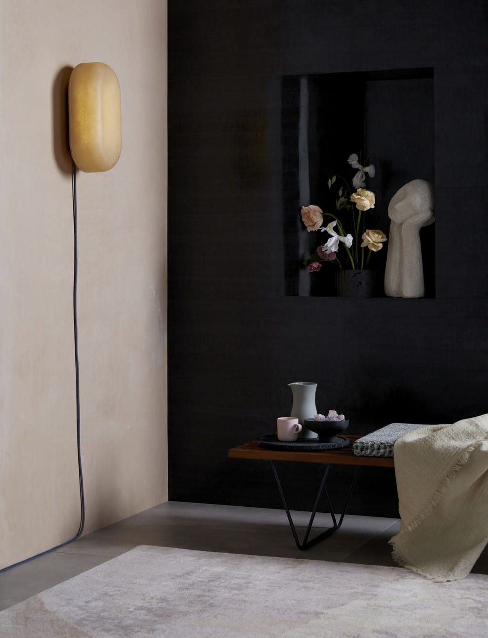 Dark walled living room