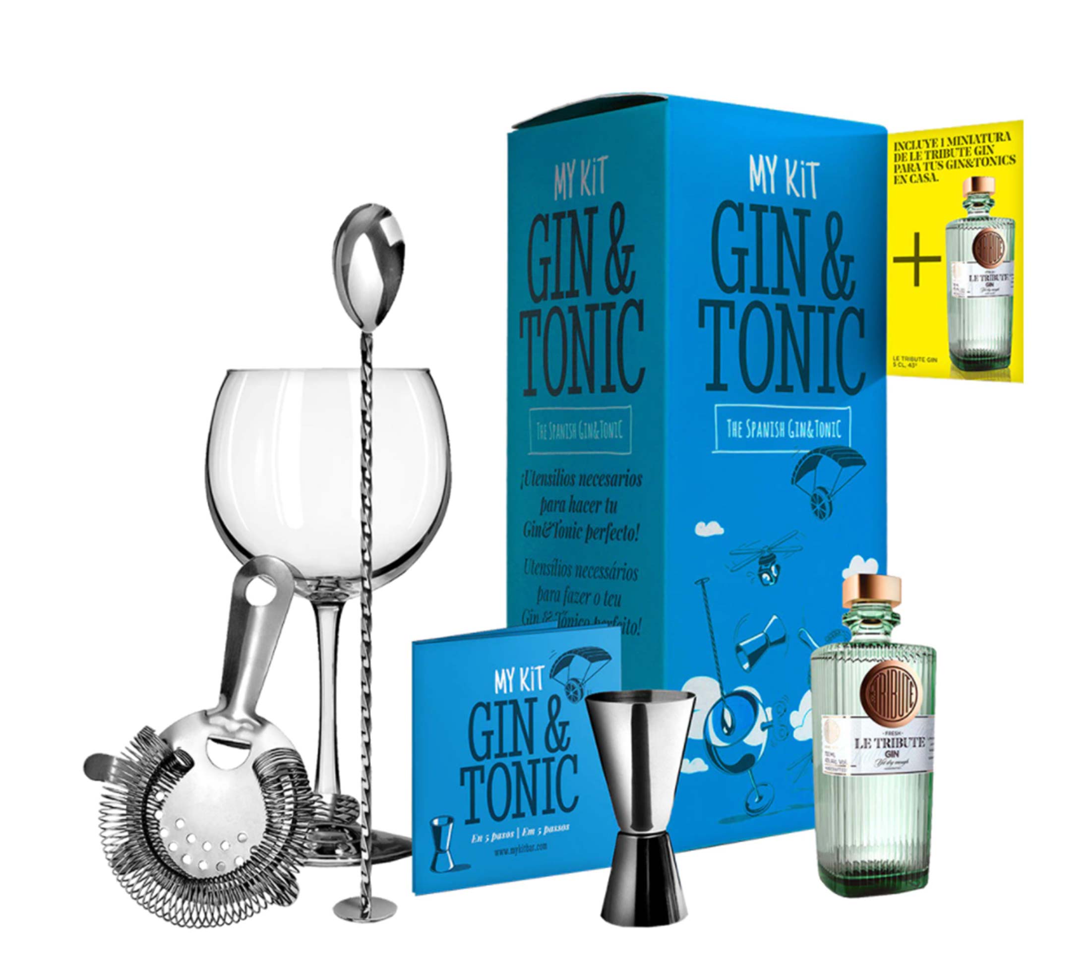 set para preparar gintonic my kit gin  tonic con regalo miniatura le tribute gin