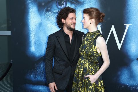 Kit Harington and Rose Leslie attend the Season 7 premiere of Game of Thrones.
