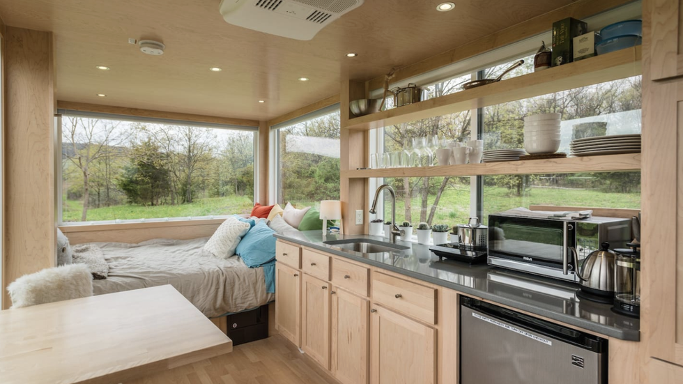 kitchen in the tiny glass home﻿