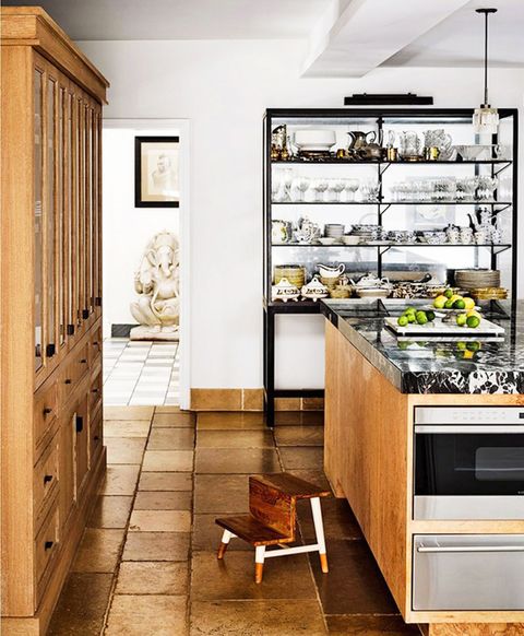 kitchen with open shelving