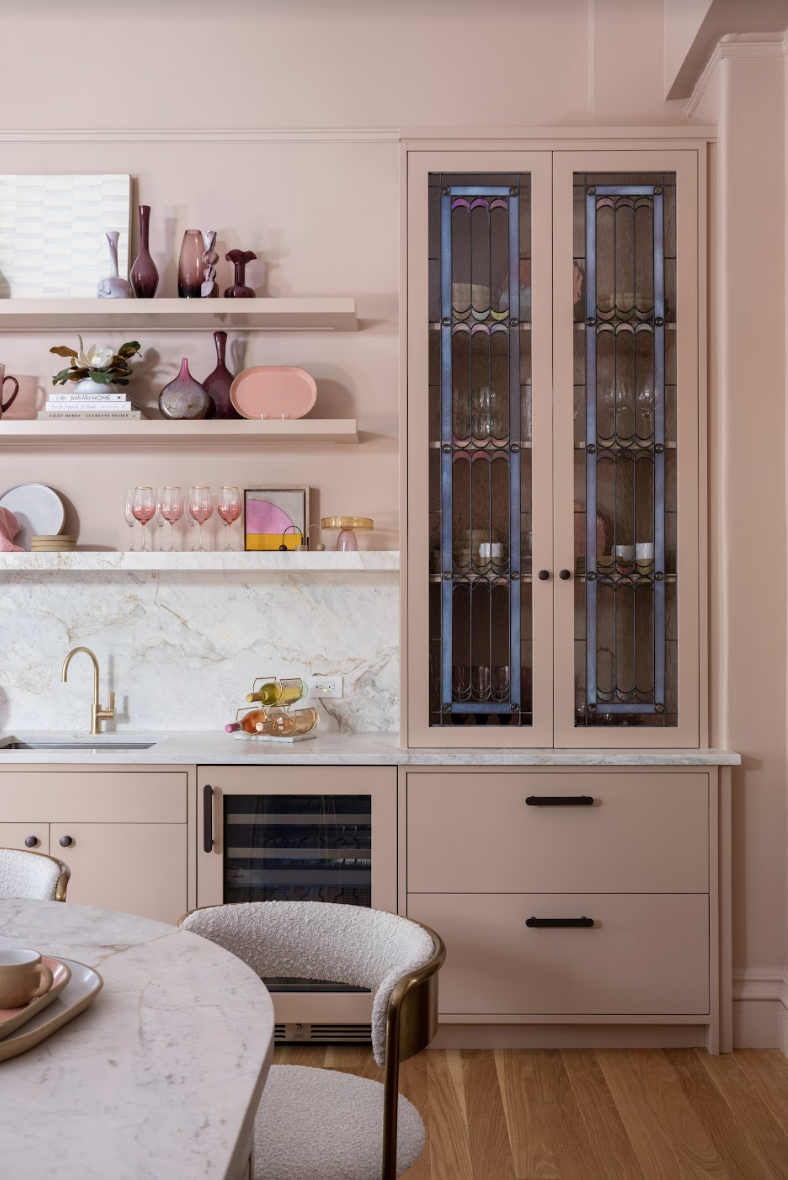 pink kitchen brooklyn heights showhouse