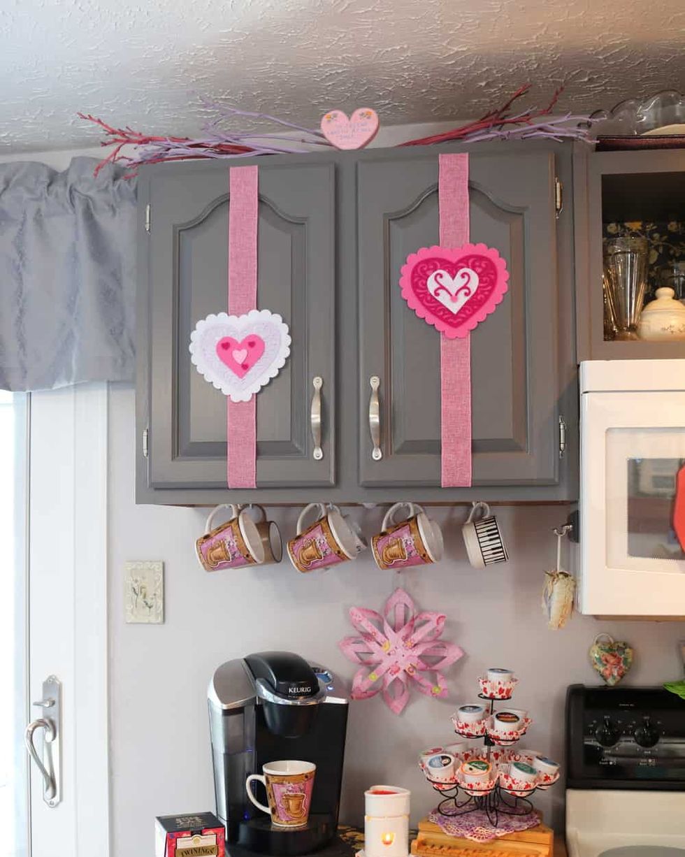 DIY Valentine's Day Decoration Kitchen Cupboard