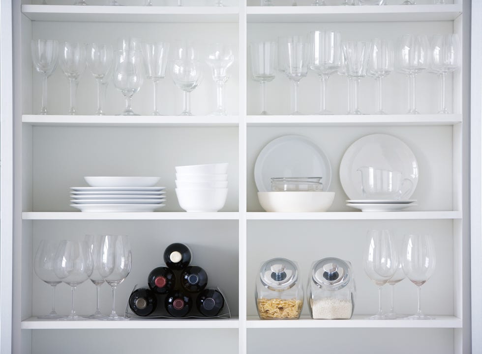 Kitchen cupboard, interior design in white color